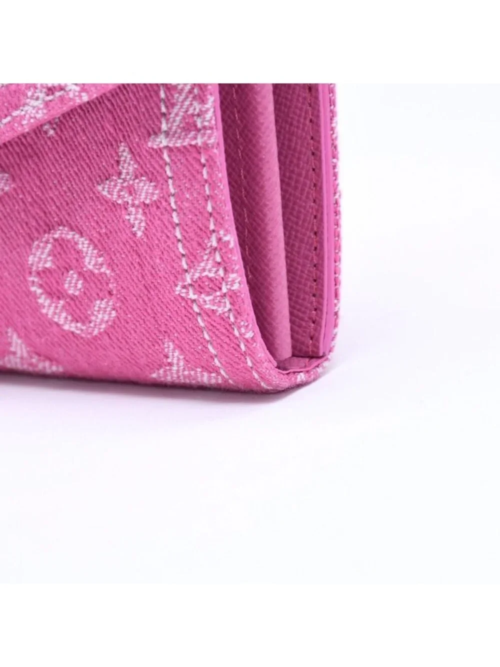 Louis Vuitton Monogram Jacquard Portefeuille Sarah Wallet Denim Fuchsia